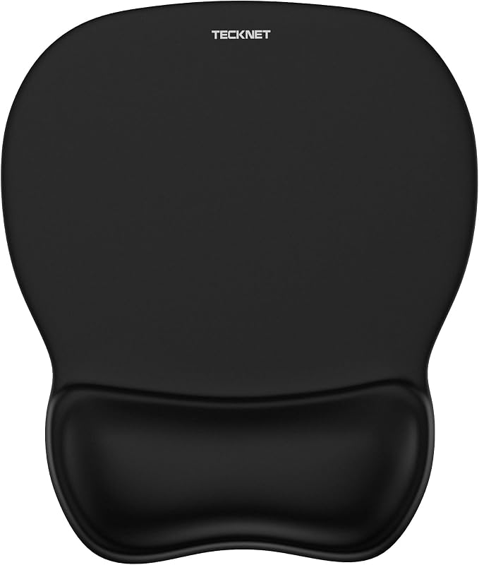 TECKNET Gel Ergonomic Mouse Pad with Wrist Rest, Non-Slip PU Base, Black | Comfortable Gel Cushion, Pain Relief, Smooth and Waterproof Surface, Mouse Pad with Wrist Rest for Office, Gaming and Study