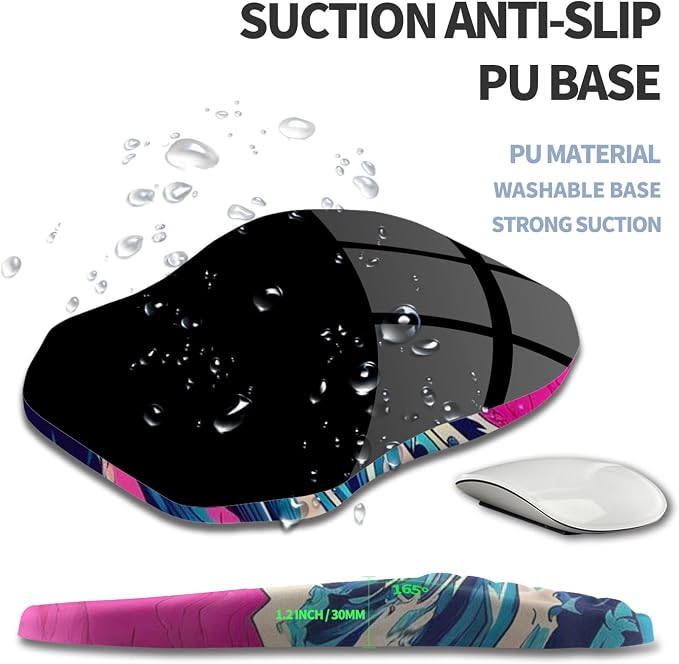 Ergonomic Raised Mouse Pad Wrist Support with Bilateral Slope Memory Foam Mousepad for Wrist Rest and Carpal Tunnel Pain Relief 11.8x7.9〃Twilight Waves
