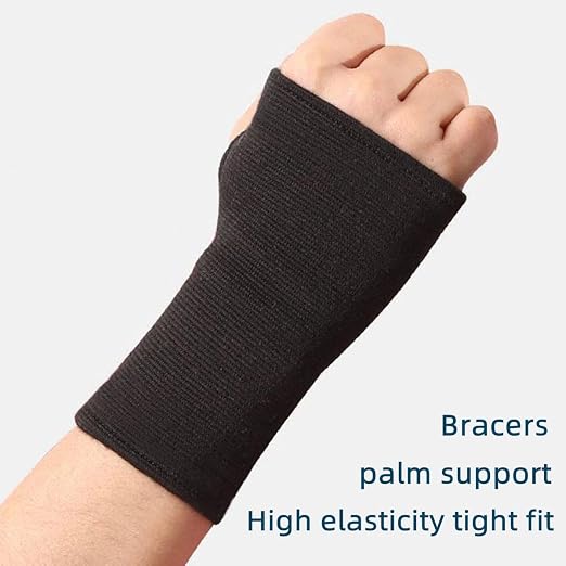 Palm Brace Wrist Support Sleeves, Everyday Use Wrist Brace, Compression Carpal Tunnel for Wrist Pain Relief, Fitness Gloves, Sports Glove, Wrist Brace for Men and Women (2 Pairs Black)
