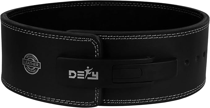 DEFY Weight Lifting Lever Belt - Pure Leather 10MM Weightlifting Lever Belt - 4" Wide lever gym belt - Gym Training Belt IPF Powerlifting Belt For Men and Women