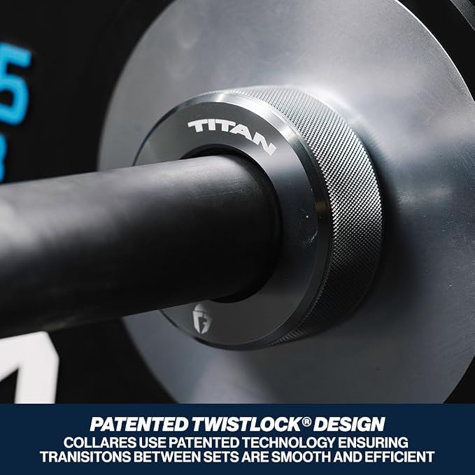 Titan Fitness TwistLock Pro Aluminum Barbell Grey Collar Set, 59.5mm-51.5mm Sleeve Diameter, Quick Release Olympic Barbell Clamps, Pair of Magnetic Aluminum Weight Clips with Easy-Grip Knurling