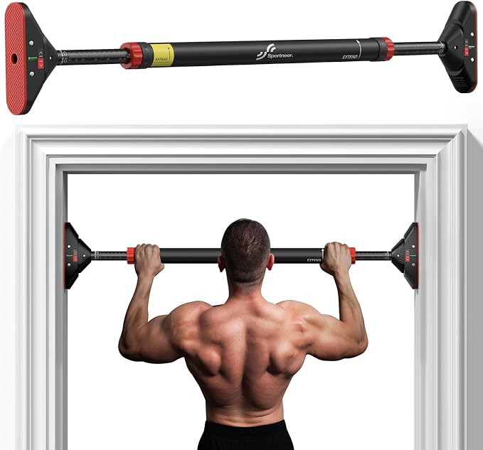 Sportneer Pull Up Bar for Doorway, No-Drill, Adjustable 29.5-37 in, 440 lb | Doorway Fit, No-Drill, Secure Lock, Adjustable, 440 lb, Home Gym Upper Body Workout,Strength Training