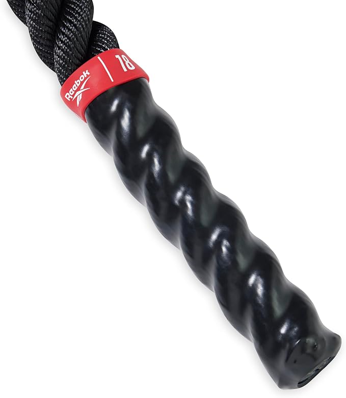 Reebok 18 ft Battle Rope, 1.5" Thick, Home Gym | Battle Rope for Strength, HIIT Conditioning & Endurance Training | 1.5" Thick | 18 Ft Length | Home Gym Use