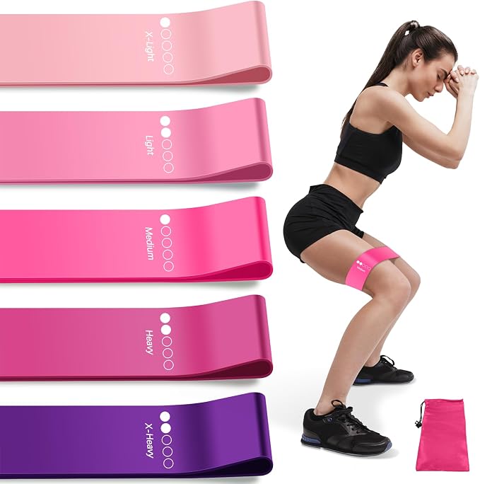Resistance Bands for Working Out, Exercise Bands Resistance Bands Set with 5 Resistance Levels, Multi-Colored Workout Bands for Indoor & Outdoor Fitness, Leg Strength Training, Yoga
