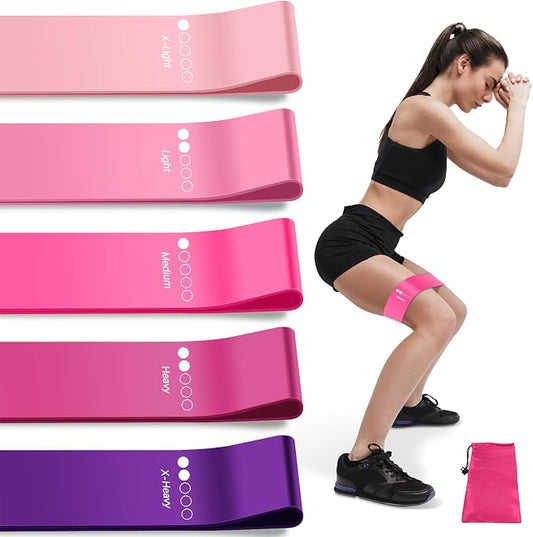 Resistance Bands for Working Out, Exercise Bands Resistance Bands Set with 5 Resistance Levels, Multi-Colored Workout Bands for Indoor & Outdoor Fitness, Leg Strength Training, Yoga