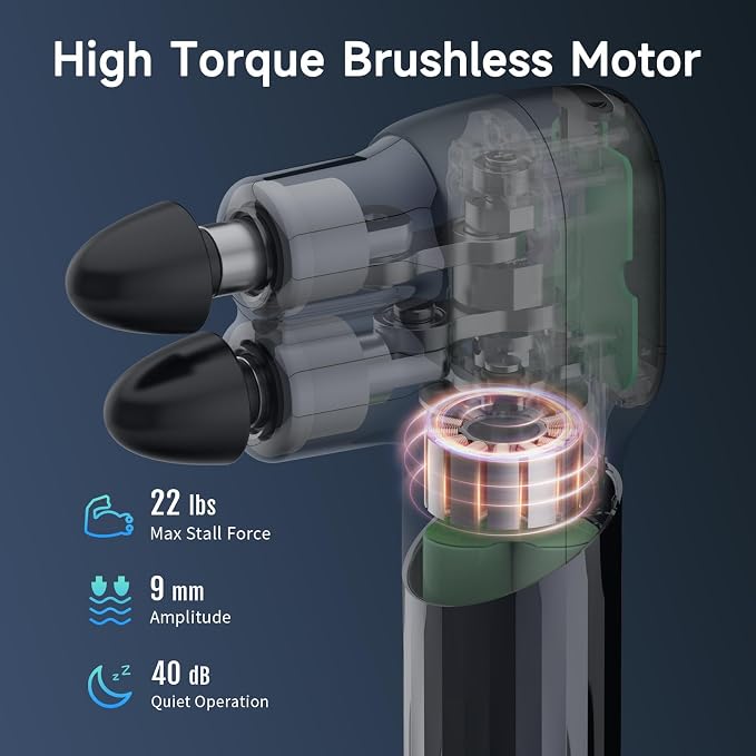 F5 Dual-Head Massage Gun, 9mm Deep Tissue, 5 Speeds, 4 Heads | Deep Tissue Percussion Massager for Pain Relief, Portable Handheld Muscle Recovery Gun for Athletes, Travel