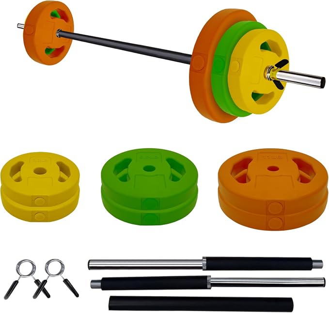 Garvee Adjustable Barbell Weight Set, Adjustable Free Weights Cardio Pump Set for Home Gym,Multi-Color, 20 kg