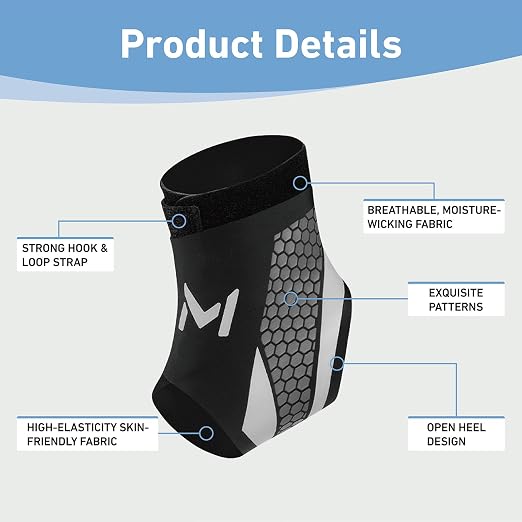 Ankle Brace for Men & Women, Breathable Compression Compression Sleeve for Plantar Fasciitis Relief, Adjustable Ankle Brace for Sprain Recovery & Sports Protection(Grey-1 Pc)