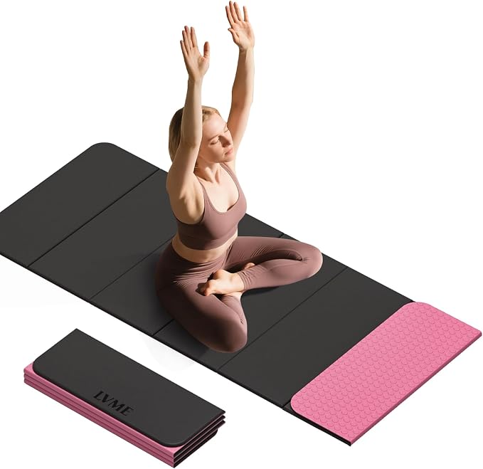 LVME Foldable Yoga Mat, 71"x24"x1/3" Thick(8mm), Non Slip Exercise Mat | SGS Certified POE, Fitness Travel Mat, Easy To Store, Foldable for Exercise, Yoga, Pilates, Home Workouts