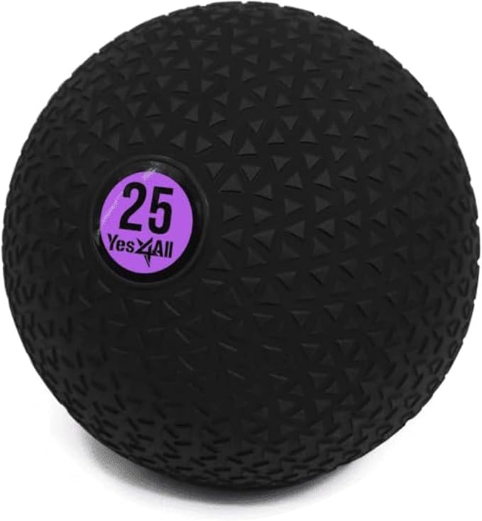 Yes4All Slam Balls, 10-40lb Weighted Ball Weight, Durable PVC Sand Filled Workout Dynamic Slam Ball for Strength Training, Triangle, Black, 25lbs