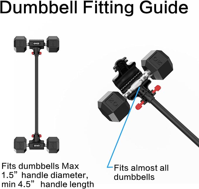 Dumbbell Converter - Turn Dumbbells into Barbell Set, Up to 220LB Capacity | Adjustable Weights, for Home Gym Full Body Workouts Weightlifting Training