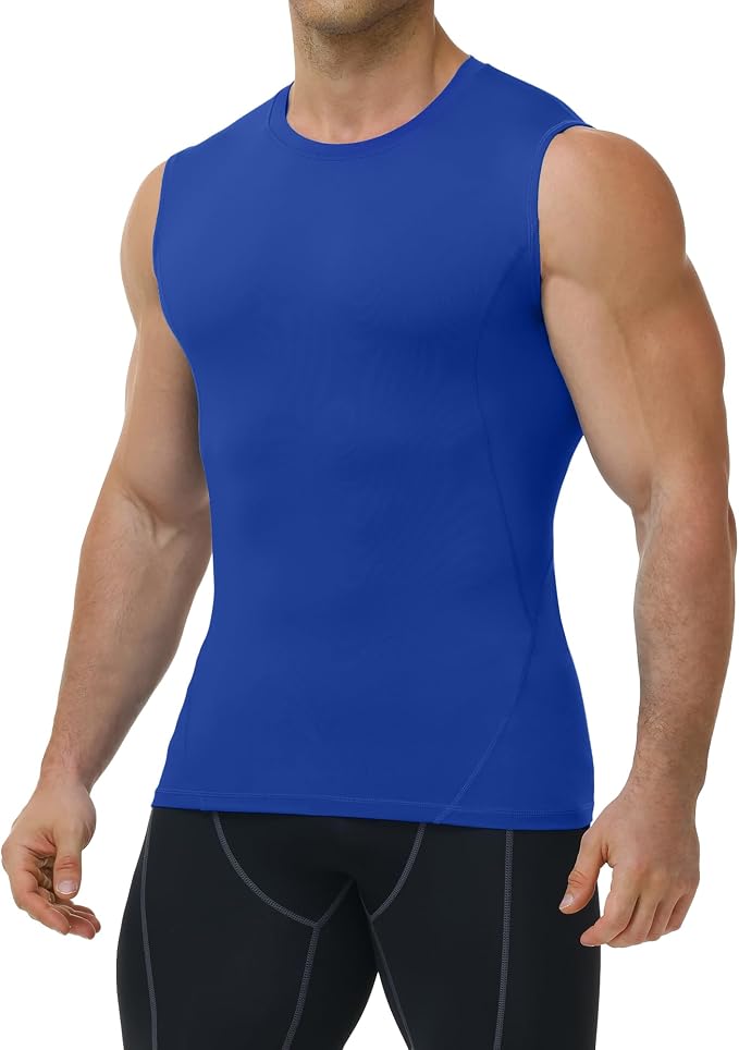 Mens Sleeveless Compression Shirt Athletic Workout Tank Top Quick Dry Muscle Base Layer Undershirt Gym Running