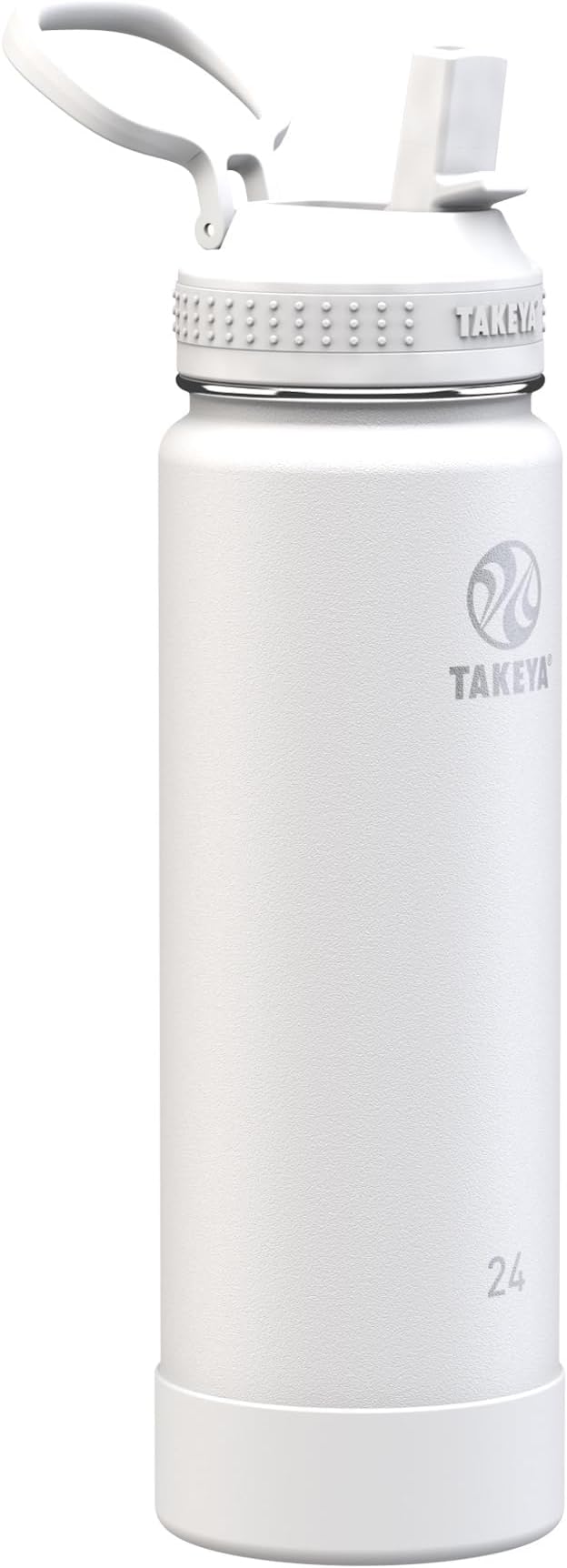 Takeya 24 oz Actives Stainless Steel Water Bottle with Straw Lid – Leakproof, Double-Wall Insulated, Keeps Drinks Cold 24 hrs/Hot 12 hrs, BPA-Free, Powder-Coated, Gym & Travel, Arctic