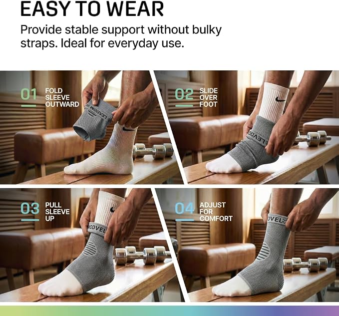 Modvel Foot & Ankle Brace Socks for Sprained Ankle Compression Sleeve - Foot Support for Women & Men - Tendonitis & Arthritis Ankle Brace Sports Running, Torn Ligaments & Women Stabilizing Ankle Wrap
