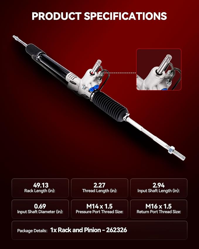 Torchbeam Power Steering Rack & Pinion Assembly Fit for 2008-2011 Impreza, 2012-2014 Impreza 2.5L, 2013-2014 WRX/WRX/STI, Hydraulic System Steering, Replaces OEM 26-2326