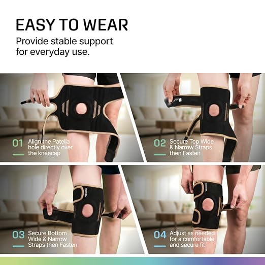 Modvel Knee Brace with Side Stabilizers & Patella Gel Pads for Pain Relief and Joint Support Breathable, Non-Slip Compression Sleeve for Men & Women, Arthritis, Meniscus, ACL Recovery