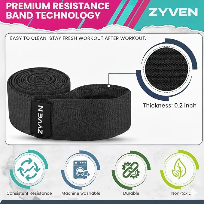 76 Inch Fabric Resistance Band for Working Out, Extra Long Resistance Band for Strength Training, Mobility & Stretching, Non Slip Heavy Duty Exercise Band for Yoga, Home Gym, Athletes