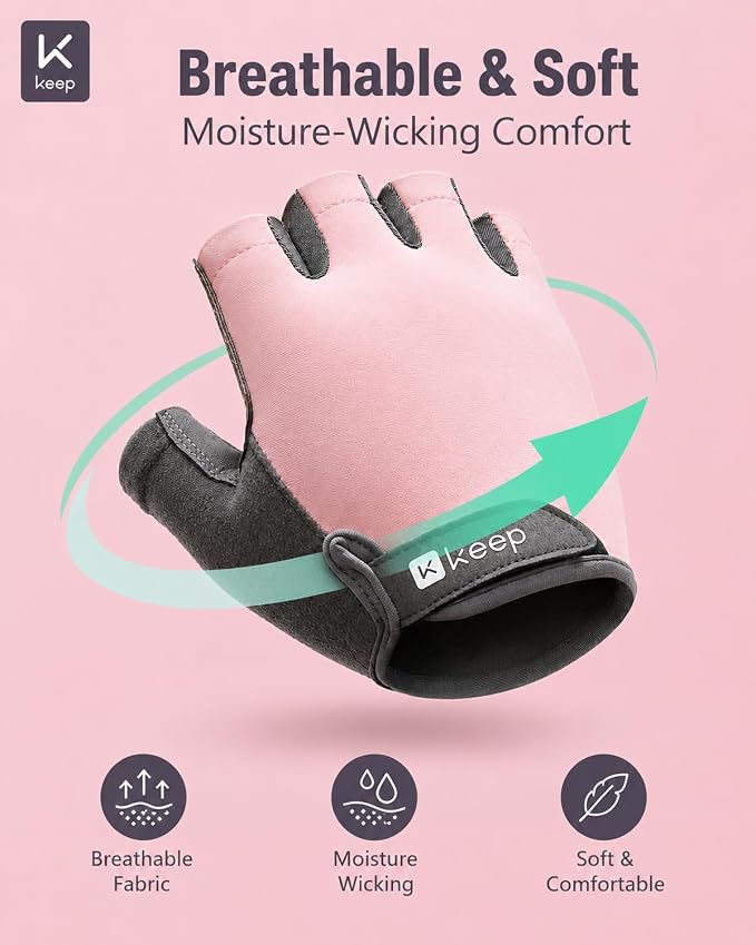 KEEP Workout Gloves for Men & Women, Breathable Skin-Friendly Non-Slip Gym Gloves for Weight Lifting, Pull-Ups, Dumbbells, Cycling, Fitness Training & Home Exercise