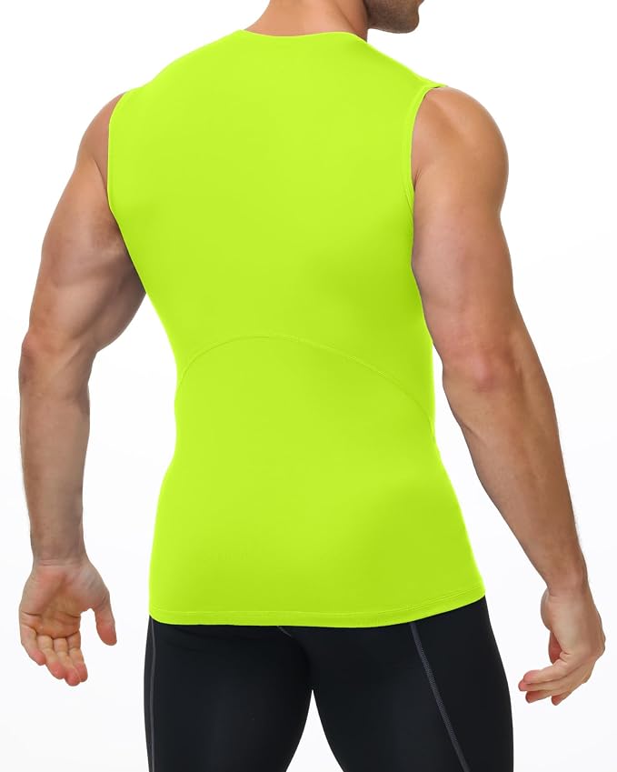 Mens Sleeveless Compression Shirt Athletic Workout Tank Top Quick Dry Muscle Base Layer Undershirt Gym Running