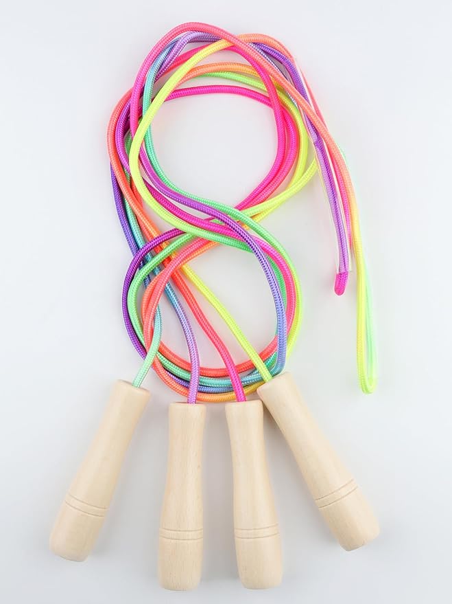 Jump Rope for Kids, Lorvain Adjustable Skipping Rope | Kids Jump Ropes with Wooden Handle for Girls Boys, Weighted Jumping Ropes for Fitness Workout Exercise Outdoor Fun Activity