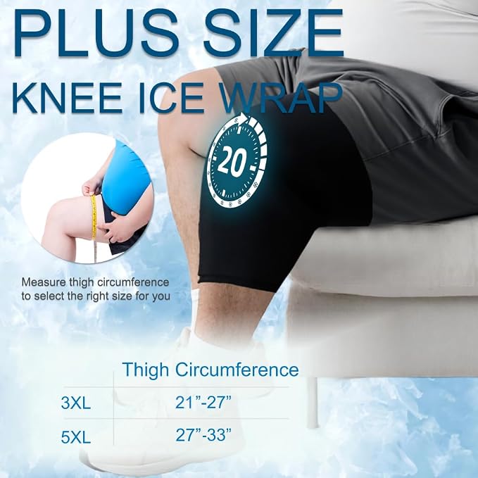 King Mills Plus Size Knee Ice Wrap for Women and Men.3XL | Extra Large Freeze Sleeve for Knee Replacement Recovery, Bursitis Relief, Arthritis, ACL & Meniscus Tear Relief