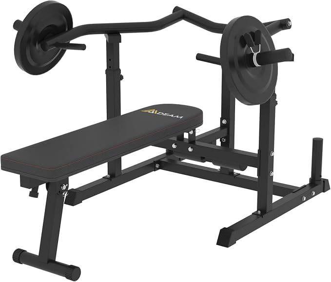 Mdeam Chest Press Machine, with Independent Converging Arms for Home Gym | Foldable,Fits 1"/2" Plates,with Spotter Arms for Safety, Adjustable Incline Bench for Chest,Arms,Shoulder,AB Workouts