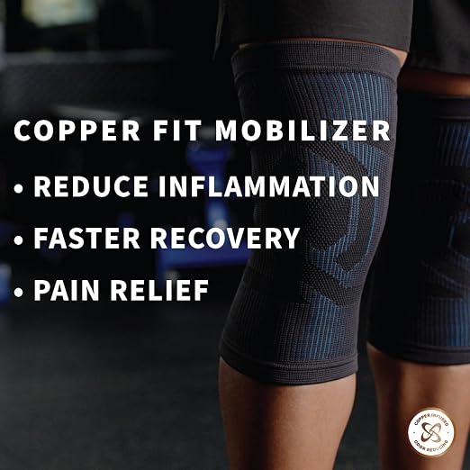 Copper Fit Mobilizer Knee Sleeve - S/M | Knee brace with stabilizers for arthritis support, tendonitis relief, compression, mobility, and recovery.