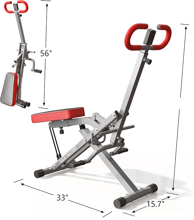 SogesPower Squat Machine for Home Gym, with Adjustable Resistance | Squat Rowing Machine with Optional Full Motion, Squat Assist Trainer for Glutes & Legs Workout, Space-saving,330lbs