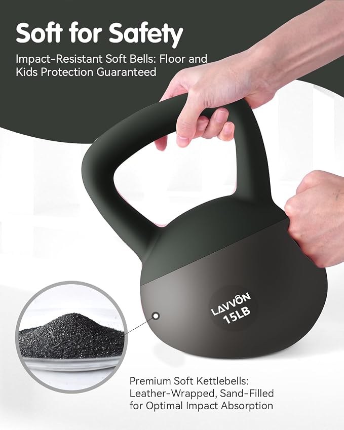 Soft Kettlebell - Cushioned Impact-Resistant Base and Anti-Slip | Kettle bell Anti-Slip Grip Weight for Home Workouts, Safe Strength Training Kettlebells Sets for Women& Men - Non-Slip Gloves