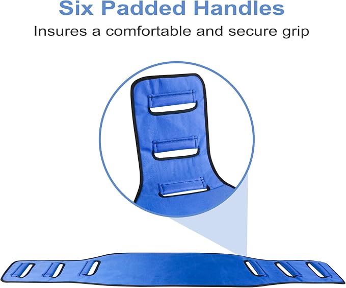 Transfer Belt Transfer Sling Padded Gait Belts with Seniors Patient Lift | Heavy Duty Gait Belt,Mobility Standing and Lifting Aid for Disabled,Elderly,Injured-Safely Move from Bed and Wheelchair(Blue)
