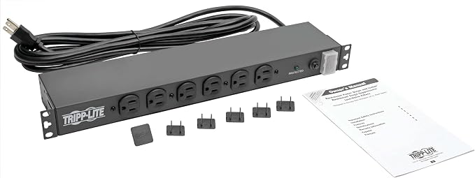 Tripp Lite 14-Outlet Rack Mount Surge Protector Power Strip PDU, 15A, 120V, 3000 Joules, 15ft Cord with 5-15P Plug, 1U Horizontal Rack Mount, Lifetime Manufacturer's Warranty (DRS-1215)