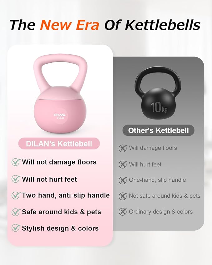 Soft Kettlebell, Safe Strength Training Kettle bell, Cushioned Impact | Resistant Base and Anti-Slip Grip Weight, Kettlebells Set for Home Workouts and Men/Women/Beginners,With Non-slip Gloves