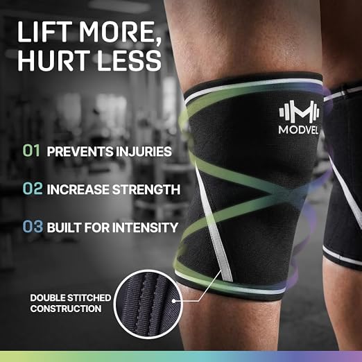 Modvel Strength 7mm Knee Sleeves (Pair) for Weightlifting & Powerlifting (USPA, IPL Approved) | High-Performance Knee Compression Support For Squats, Weight Lifting - Men and Women