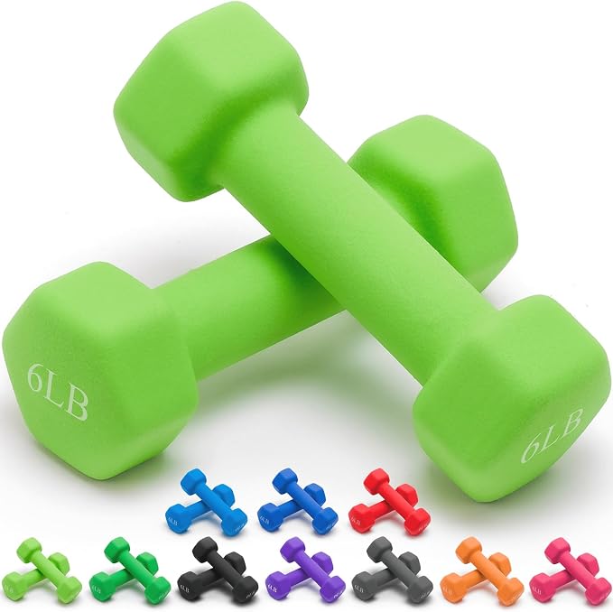 Portzon 8 Colors Options Compatible with Set of 2 Rubber Dumbbell Weight, 5-50 LB, Anti-Slip, Anti-roll, Hex Shape