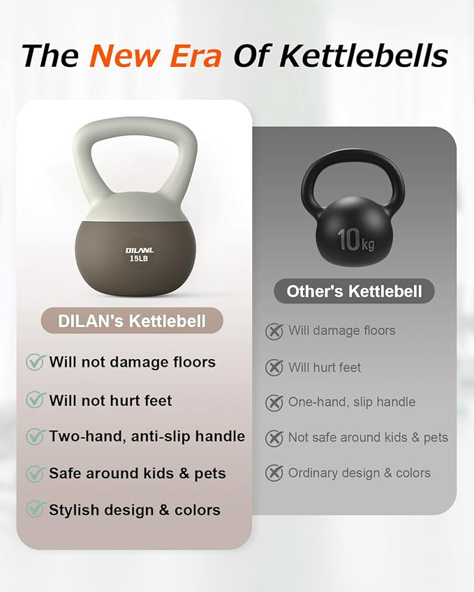 Soft Kettlebell, Safe Strength Training Kettle bell, Cushioned Impact | Resistant Base and Anti-Slip Grip Weight, Kettlebells Set for Home Workouts and Men/Women/Beginners,With Non-slip Gloves