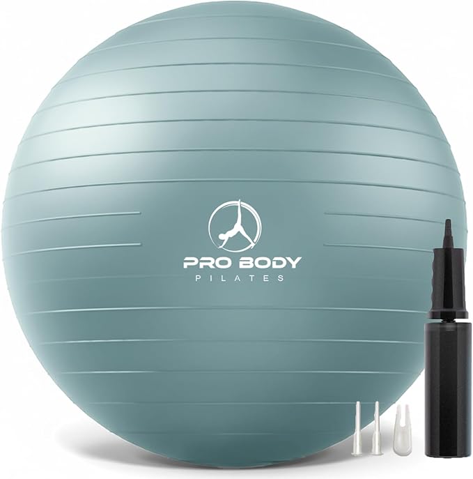 ProBody Pilates Yoga Ball - Vibrant Colors Exercise Ball | 880 lb Load, CA 10P Cert, BPA/Latex/Phthalate-free, PT & Prenatal Use, Recommended by OBs, Pump, Stability Ball
