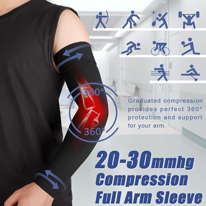 beister Compression Arm Sleeve, 20-30 mmHg Medical Support for Women | Firm graduated pressure; upper-to-wrist coverage; lymphedema, swelling, arthritis and post-surgical recovery routines