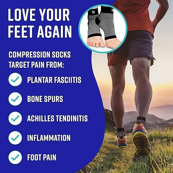 Compression Socks for Plantar Fasciitis & Achilles Tendonitis Relief – Pair of Ankle Compression Sleeves for Foot Swelling, Heel Spurs, Pain & Fatigue – Comfortable Arch Support Brace for Daily Use (White, Small)