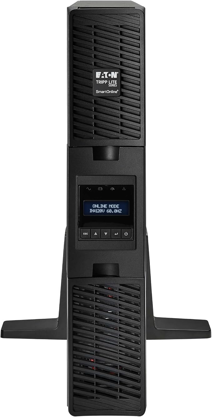 Eaton Tripp Lite Series SmartOnline 2200VA UPS, Pure Sine Wave Double-Conversion, 1800W, 2U Rack/Tower, Extended Run, Network Card Option, LCD, 2 Year Warranty & 250,000 Insurance (SU2200RTXLCD2U)