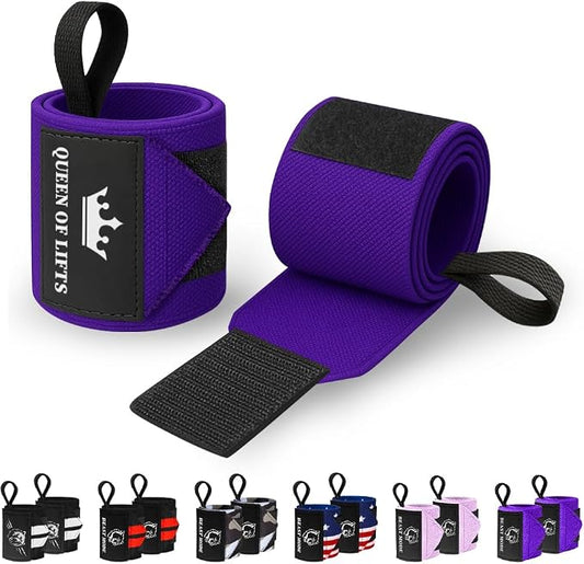 TECEUM Elastic Cotton Weightlifting Wrist Wraps with Thumb Loops, 1 Pair