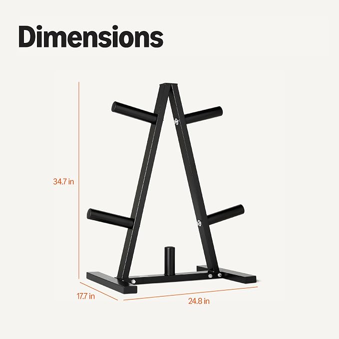 Amazon Basics Weight Plate Tree Rack, Durable Steel, Space-Saving Vertical Design for Home Gym