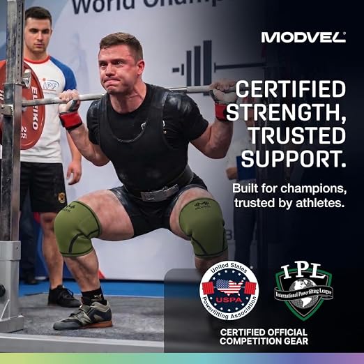 Modvel Strength 7mm Knee Sleeves (Pair) for Weightlifting & Powerlifting (USPA, IPL Approved) | High-Performance Knee Compression Support For Squats, Weight Lifting - Men and Women