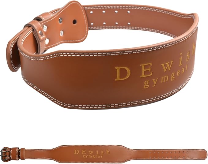 Leather Weightlifting Belt, 10 Adjustable Holes, 4”Width, Double Prong Power Belt for Gym Bodybuilding, weightlifting, powerlifting, squats and deadlifts