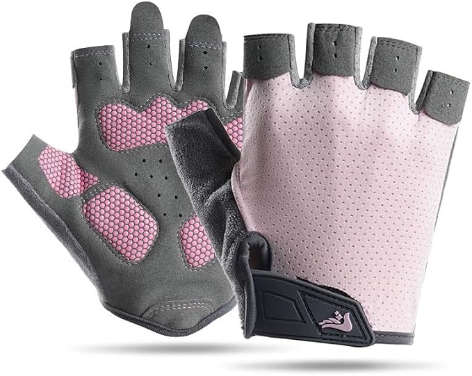 Womens Workout-Fingerless-Gloves with Anti-Slip Palm, Breathable-Grip-Sport-Gloves for Cycling Weightlifting Gym Sports Training