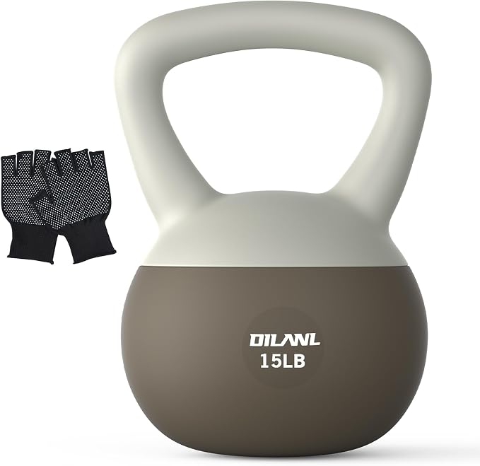 Soft Kettlebell, Safe Strength Training Kettle bell, Cushioned Impact | Resistant Base and Anti-Slip Grip Weight, Kettlebells Set for Home Workouts and Men/Women/Beginners,With Non-slip Gloves