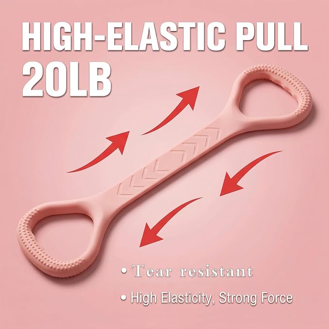 Figure 8 Resistance Bands with Handles, Silicone Exercise Bands for Yoga Pilates Stretching, Portable Home Workout Equipment for Arm Back Shoulder Training, Fitness Band for Women Men
