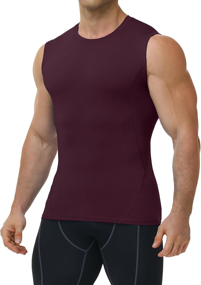 Mens Sleeveless Compression Shirt Athletic Workout Tank Top Quick Dry Muscle Base Layer Undershirt Gym Running