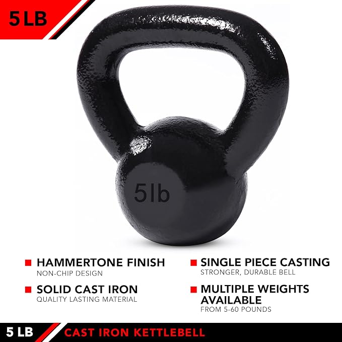 JFIT Cast Iron Kettlebell – Single Weight, Flat Bottom, Polished Handle | Men & Women | CrossFit, Cardio & Strength Training