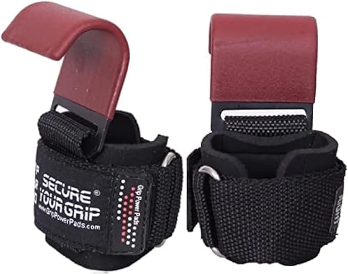 Weight Lifting Rod Hooks Heavy Duty Wrist Wraps Power Weight Lifting Training Gym Grips Straps Set of 2