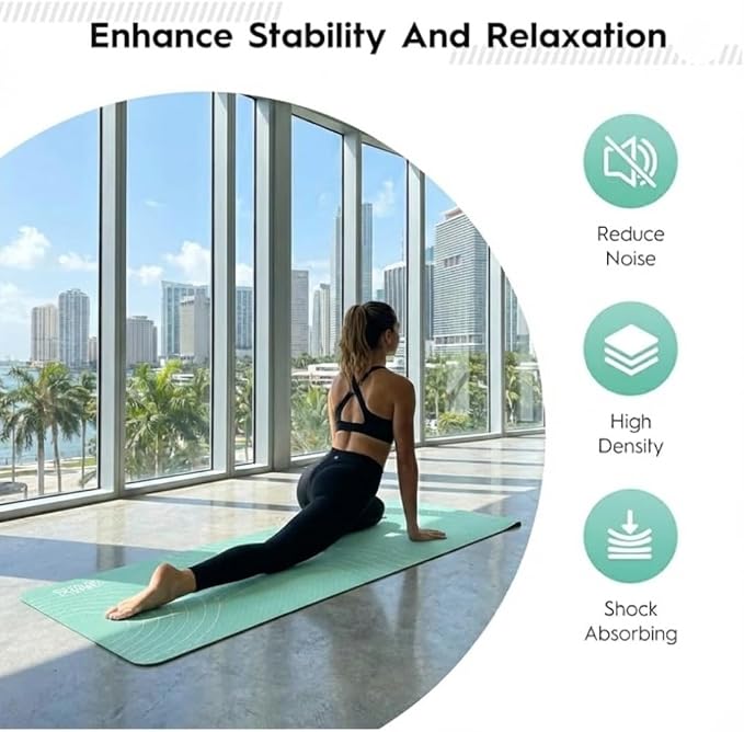 TPE Yoga Mat (72" x 24" x 5mm) - Cruise Color Non-Slip Workout Mat with Alignment Lines for Women & Men - Durable, Eco-Friendly, Latex-Free Exercise Mat for Home, Pilates & Fitness by ENERGI CORE